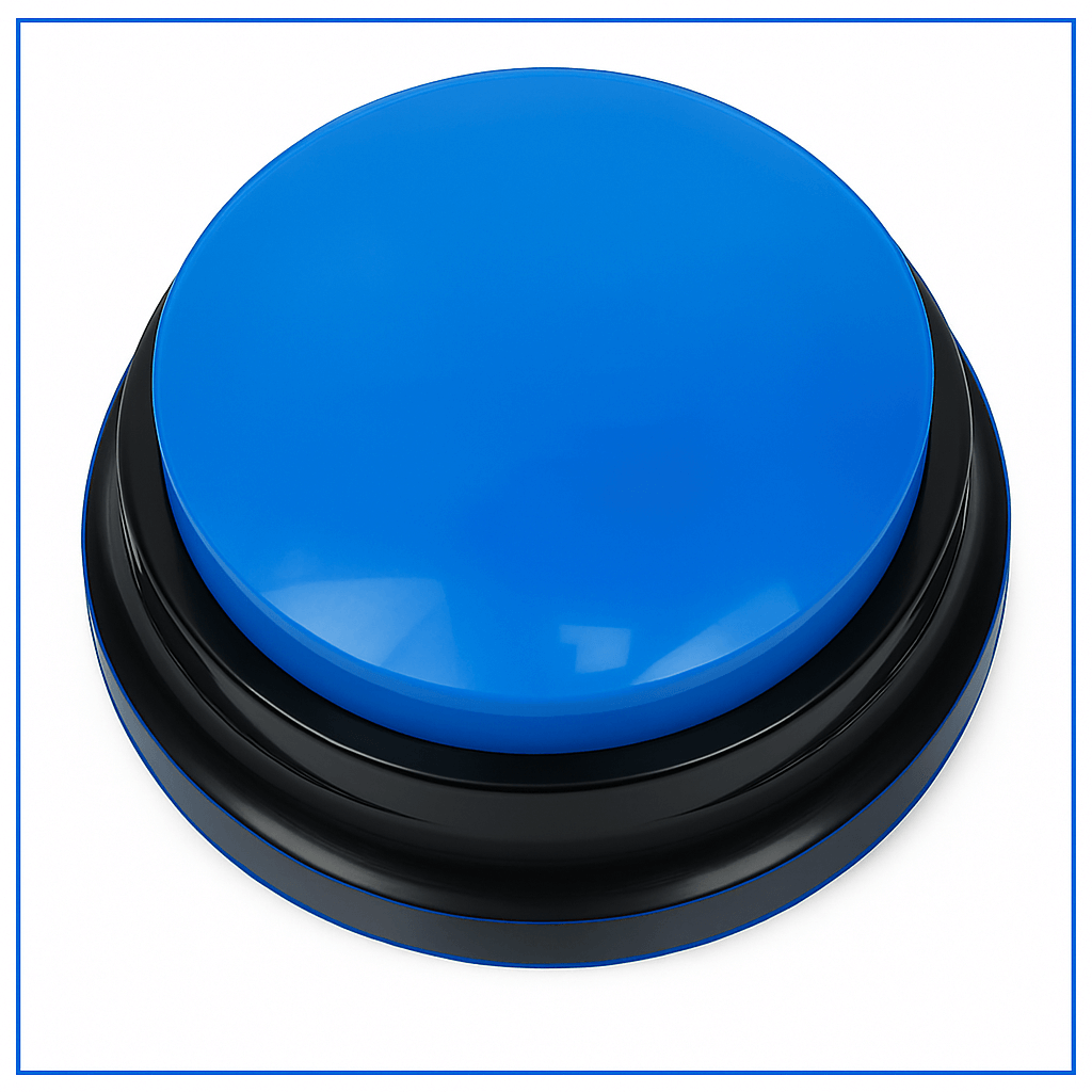 Color Voice™ Pet Communication Button for Smarter Pet Training in bright blue, designed to help pets express needs like food and play.
