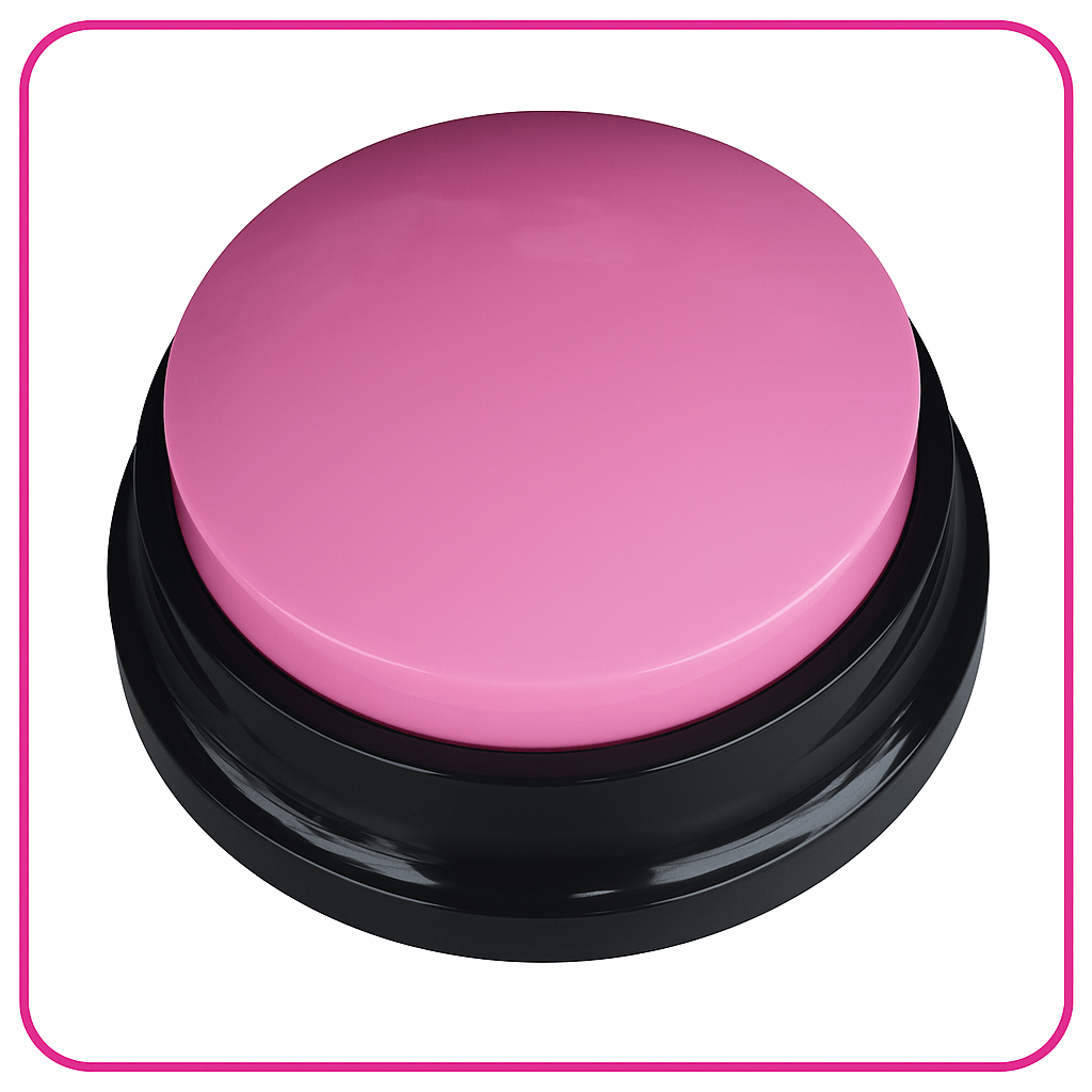 Color Voice™ Pet Communication Button for Smarter Pet Training offers a pink, easy-to-use button for pet training and communication.