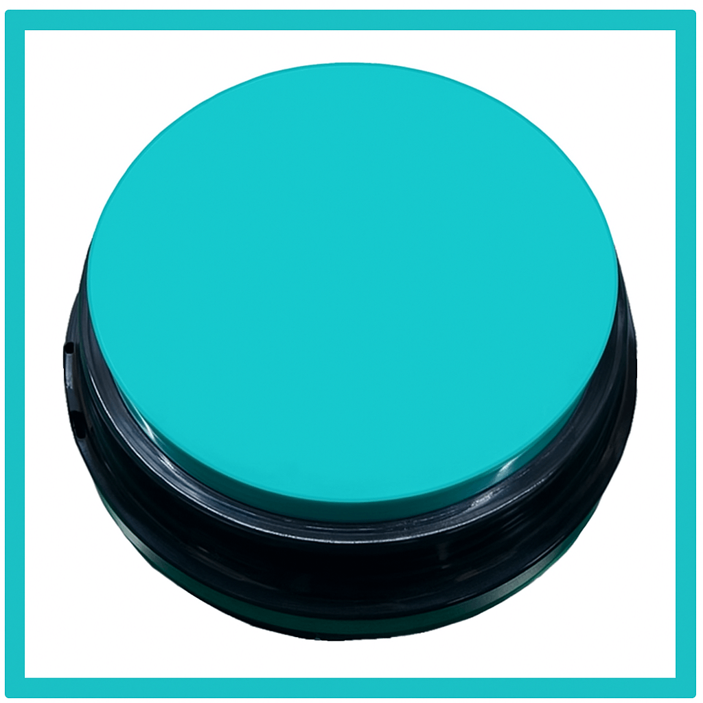 Color Voice™ Pet Communication Button for Smarter Pet Training in bright turquoise for interactive pet learning.