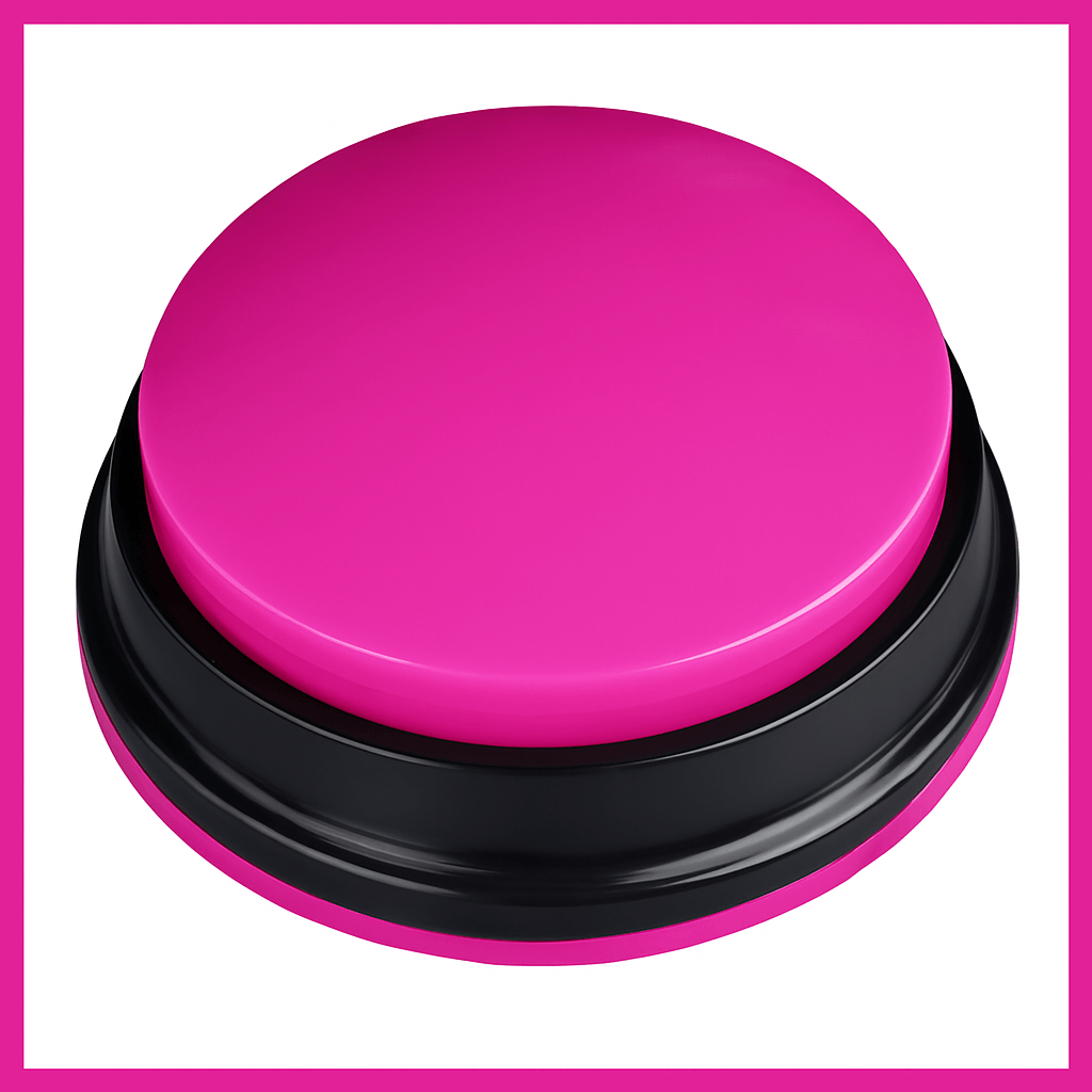 Color Voice™ Pet Communication Button for Smarter Pet Training in bright pink with black base.