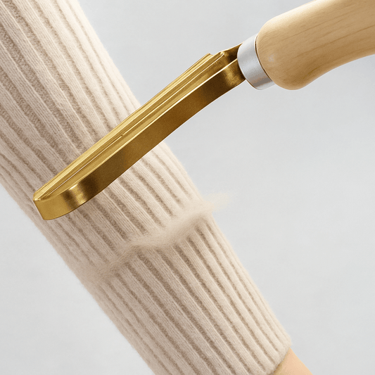 Portable Pet Hair & Lint Remover – Manual Brush for Clothes and Furniture being used on a sweater