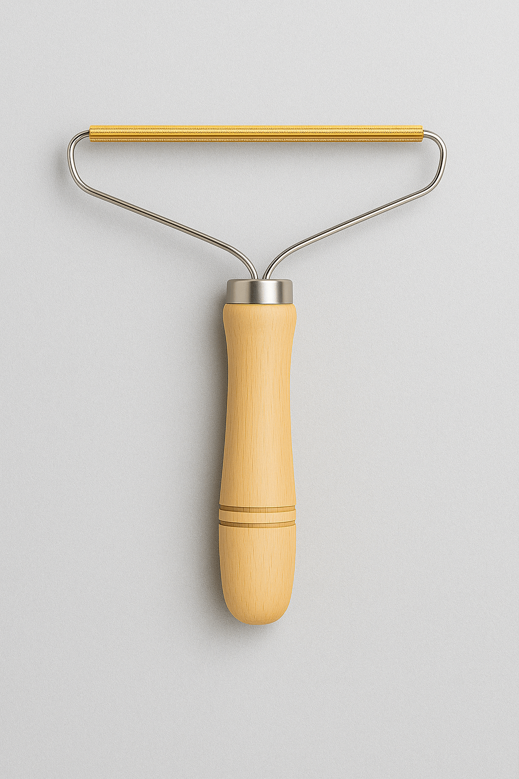 Portable Pet Hair & Lint Remover – Manual Brush for Clothes and Furniture with wooden handle and metal frame