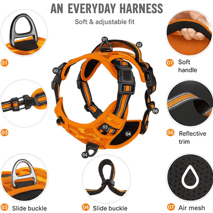 reflective dog harness-Reflective No-Pull Dog Harness with adjustable fit, soft handle, and reflective trim for safety and comfort
