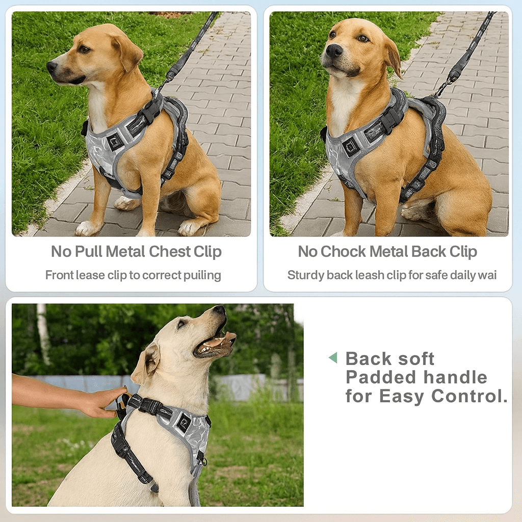 Reflective dog harness-Reflective No-Pull Dog Harness for easy and safe walks, featuring no pull and no choke design.