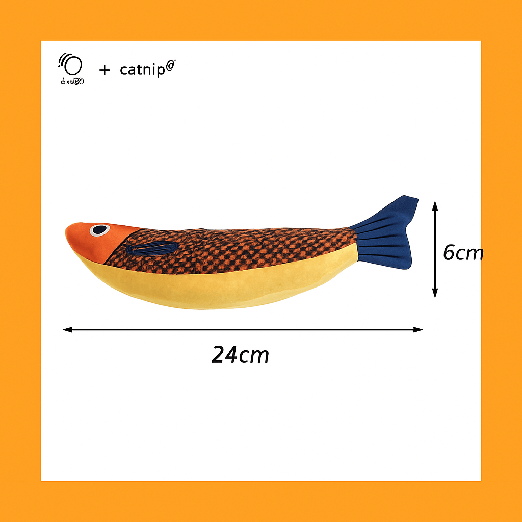squeaky catnip fish toy– Fun, Safe & Snuggly Playtime for Cats, 24cm toy with catnip for playful and happy cats