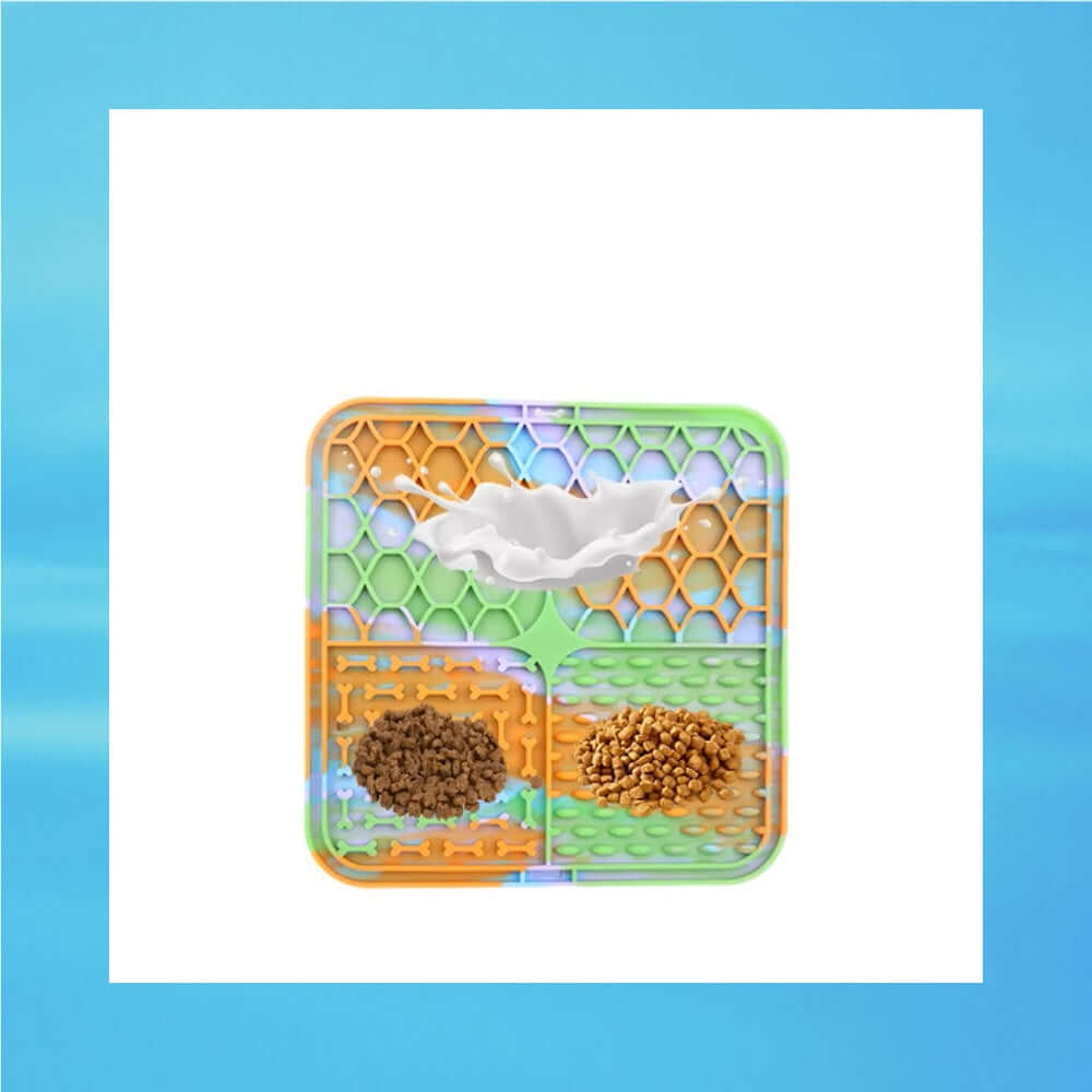 dog bath time distraction mat -Pet Lick Mat Distraction with suction and food compartments for calming bath times