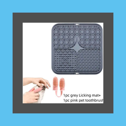 dog bath time distraction mat -Pet Lick Mat Distraction with toothbrush for calm grooming and feeding