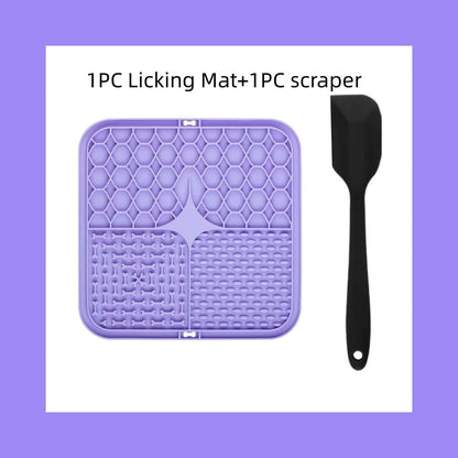 dog bath time distraction mat -Pet Lick Mat Distraction with scraper, ideal for stress-free dog grooming and feeding sessions.