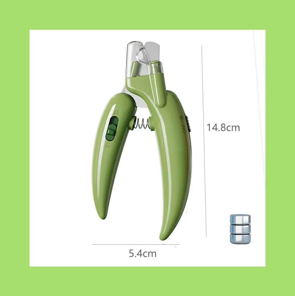 LED Pet Nail Clippers with built-in light and stainless steel blades for safe trimming of dogs, cats, and small pets.