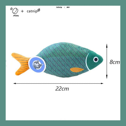 squeaky catnip fish toy– Fun, Safe & Snuggly Playtime for Cats in green fish shape with dimensions 22cm x 8cm
