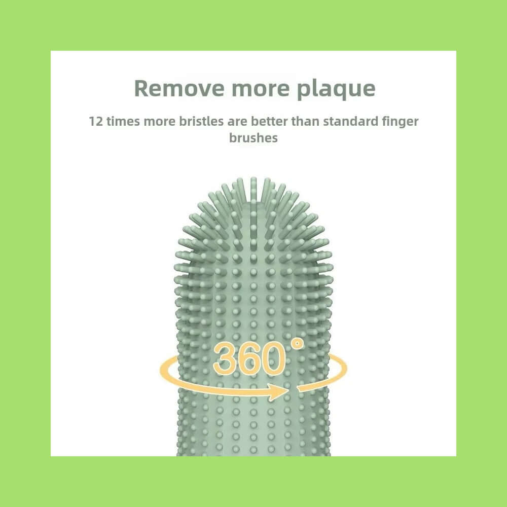 Soft Silicone Pet Toothbrush with 360-degree bristle design for plaque removal