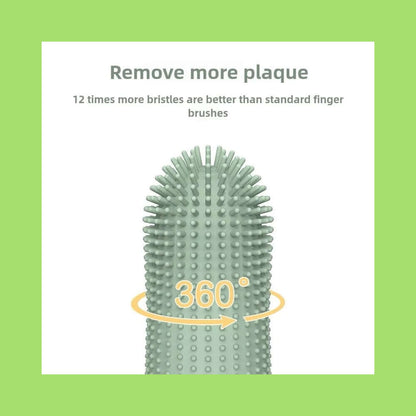 Soft Silicone Pet Toothbrush with 360-degree bristle design for plaque removal