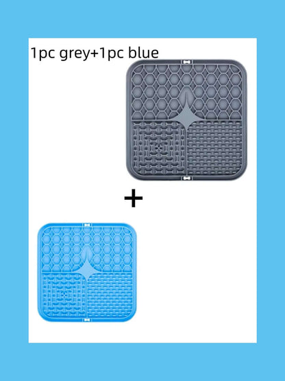 dog bath time distraction mat -Pet Lick Mat Distraction in grey and blue with strong suction