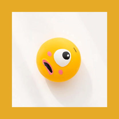 Squeaky Eyeball Dog Toy made of durable latex, perfect for small breeds. Engaging squeaky sound for playtime and training. Non-toxic materials.