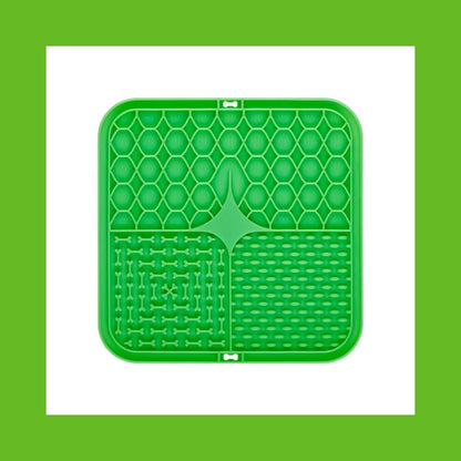 Green dog bath time distraction mat -Pet Lick Mat Distraction for calming bath or grooming sessions with strong suction and easy clean design.