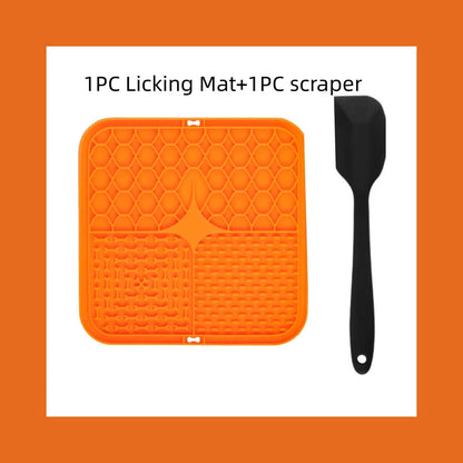 dog bath time distraction mat -Pet Lick Mat Distraction with scraper for easy cleaning.