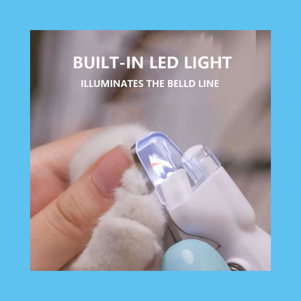 LED Pet Nail Clippers with built-in LED light for safe and precise trimming, suitable for dogs, cats, and small pets.