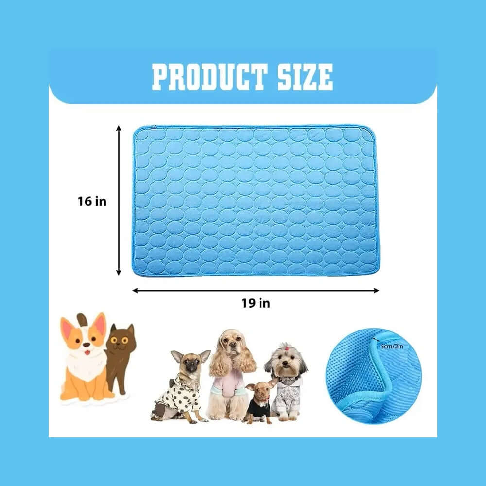 Cooling Pet Mat for Summer - 19x16 inches size, ideal for cats and dogs, provides instant cooling relief, lightweight and portable.