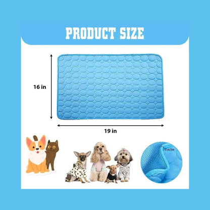 Cooling Pet Mat for Summer - 19x16 inches size, ideal for cats and dogs, provides instant cooling relief, lightweight and portable.