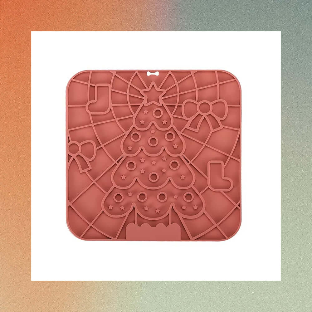 dog bath time distraction mat -Pet Lick Mat Distraction with festive Christmas design for calming dog baths and grooming