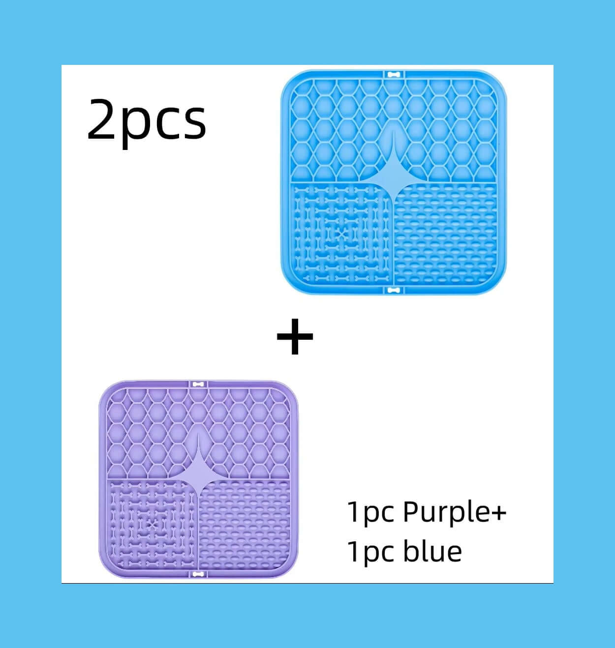 2pcs dog bath time distraction mat -Pet Lick Mat Distraction in blue and purple colors