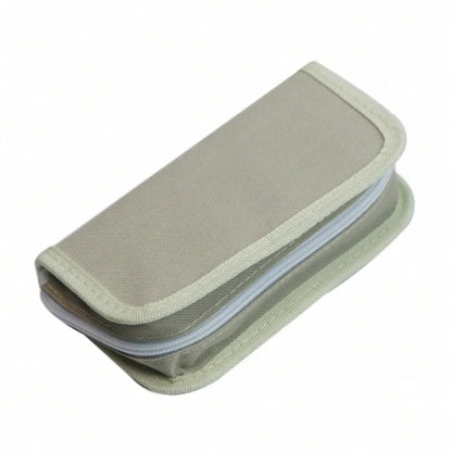 Compact travel case for 6-in-1 baby grooming set, beige color, convenient for on-the-go infant care