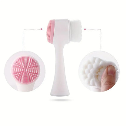 Silicone dog paw cleaner and massage tool with dual-sided brush for grooming and cleaning.