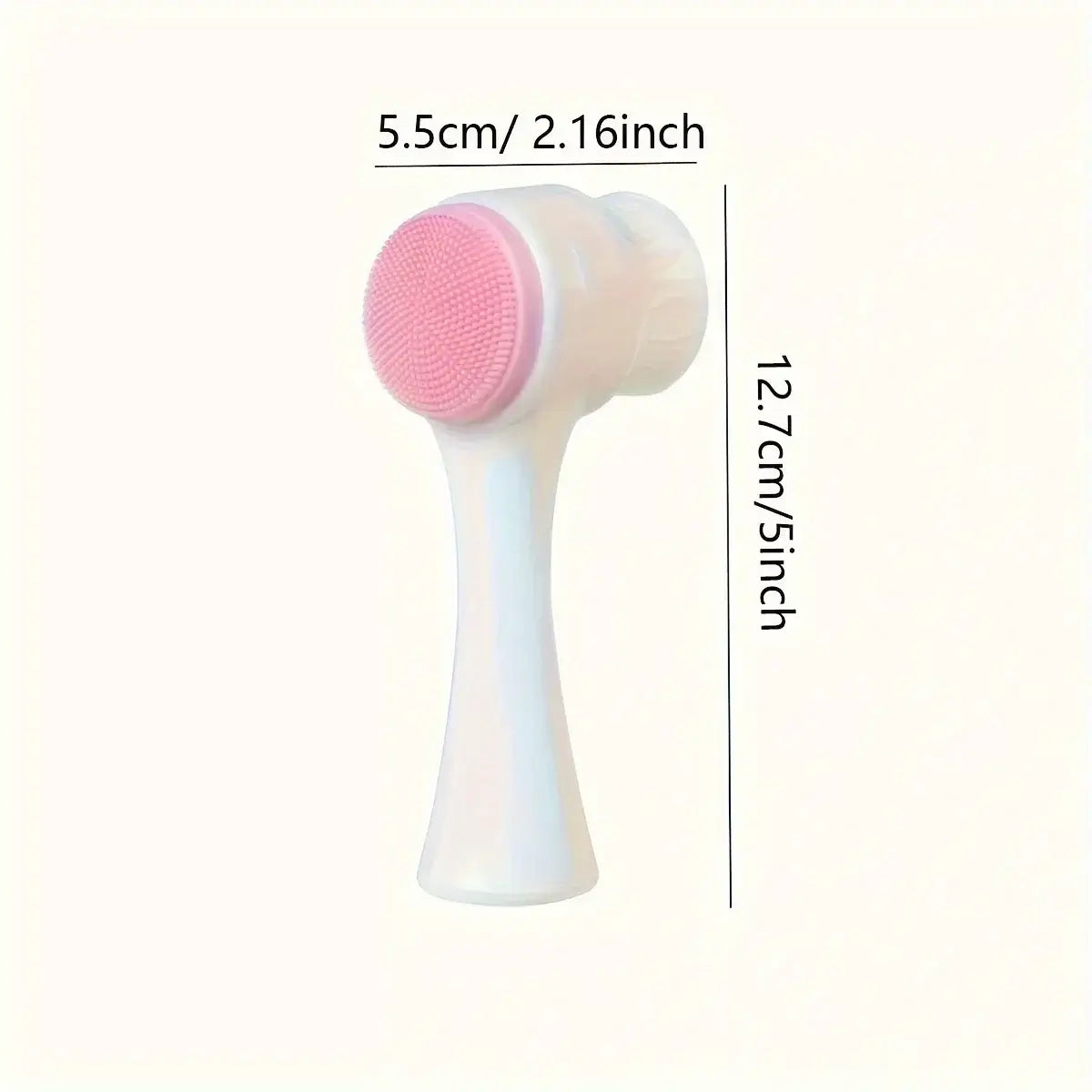 Silicone dog paw cleaner with dual-sided design for grooming and massaging, shown with dimensions 5.5cm x 12.7cm.