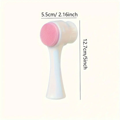 Silicone dog paw cleaner with dual-sided design for grooming and massaging, shown with dimensions 5.5cm x 12.7cm.